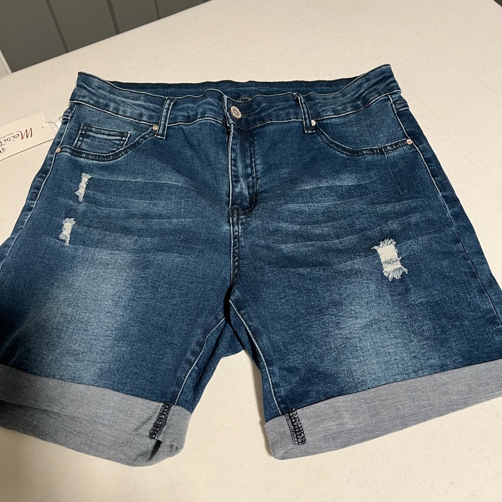MEISITE push-up collection women’s Junior size 15 high waisted distressed shorts